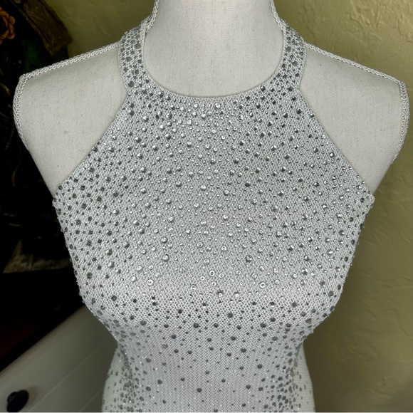 NWT! Gold Label WOW Couture Silver Rhinestone Dress - Picture 2 of 9